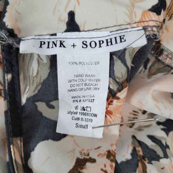 Pink Sophie Women's Small Floral Print Short Sleeve Mock Neck Sheath‎ Dress - Picture 6 of 6